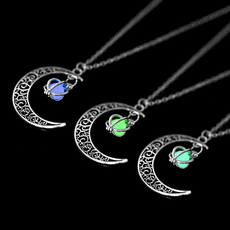 Aimimier Luminous Moon Necklace Stone Pendant Necklace Halloween Fluorescent Necklace Glow in The Dark Accessories for Women (Purple) - Image 4